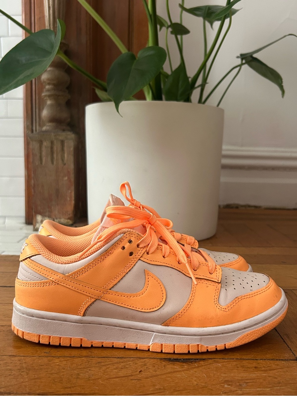 Nike Women's Orange and Cream Dunk Low Sneakers